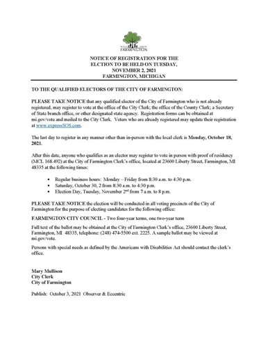 Notice of Registration